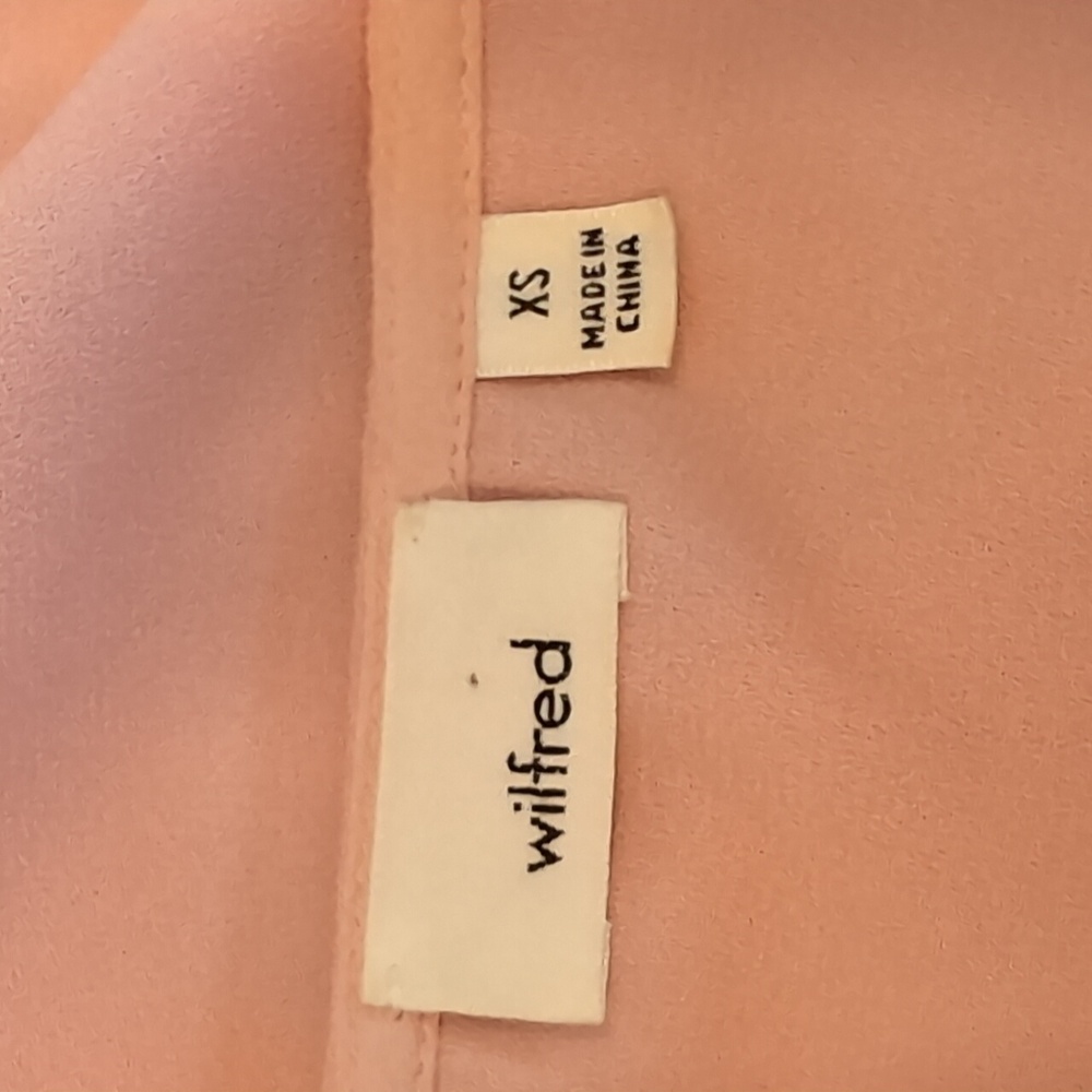 Wilfred Blush Pink Pozzi Blouse Womens Size XS Long Tie Sleeve Aritzia Top - Picture 11 of 13